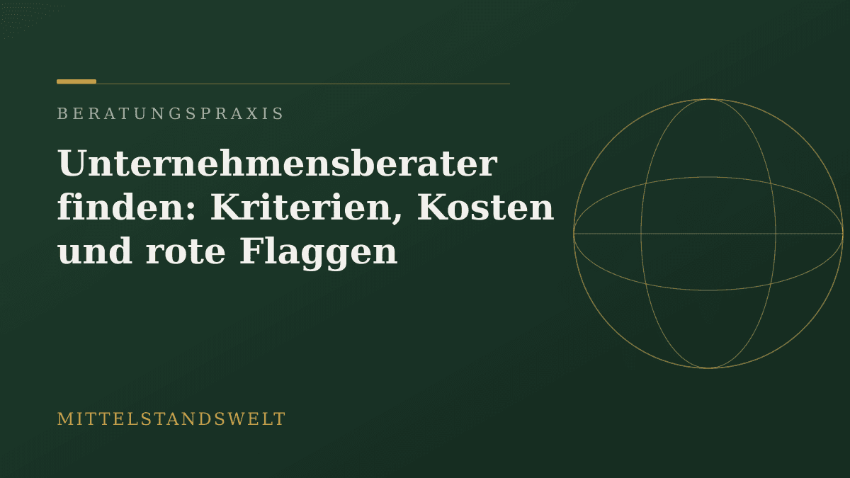 Illustration in der Magazin-Palette der Mittelstandswelt zum Artikel „Unternehmensberater finden: Kriterien, Kosten und rote Flaggen"