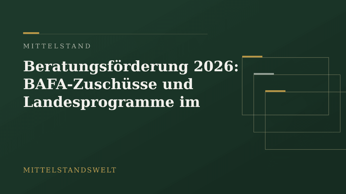 Illustration in der Magazin-Palette der Mittelstandswelt zum Artikel „Beratungsförderung 2026: BAFA-Zuschüsse und Landesprogramme im Überblick"